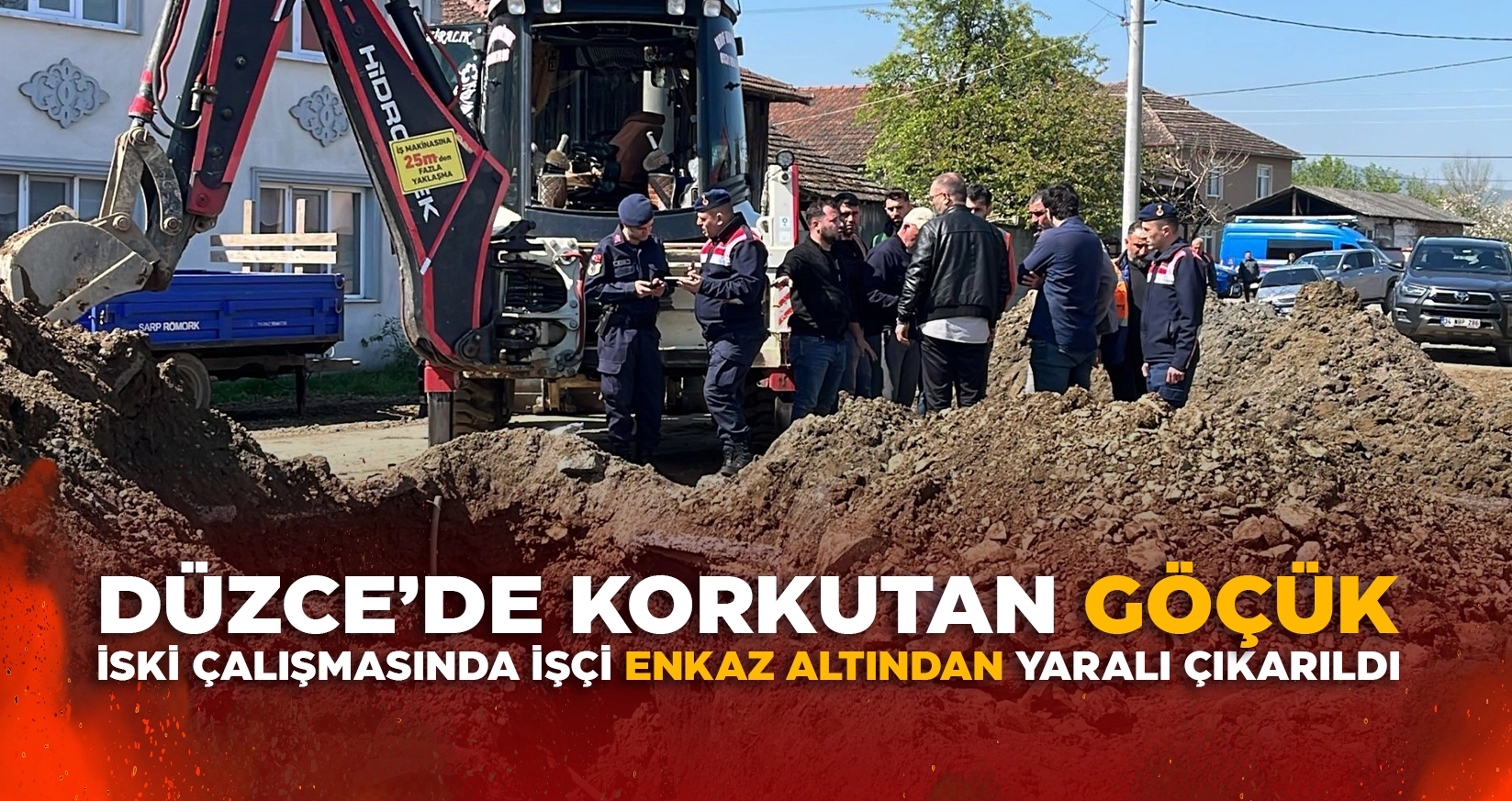 İSKİ &Ccedil;ALIŞMASINDA İŞ&Ccedil;İ ENKAZ ALTINDAN YARALI &Ccedil;IKARILDI