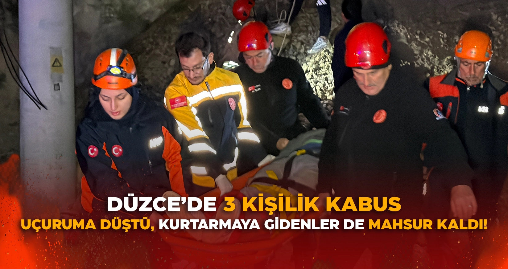 U&Ccedil;URUMA D&Uuml;ŞT&Uuml;, KURTARMAYA GİDENLER DE MAHSUR KALDI!