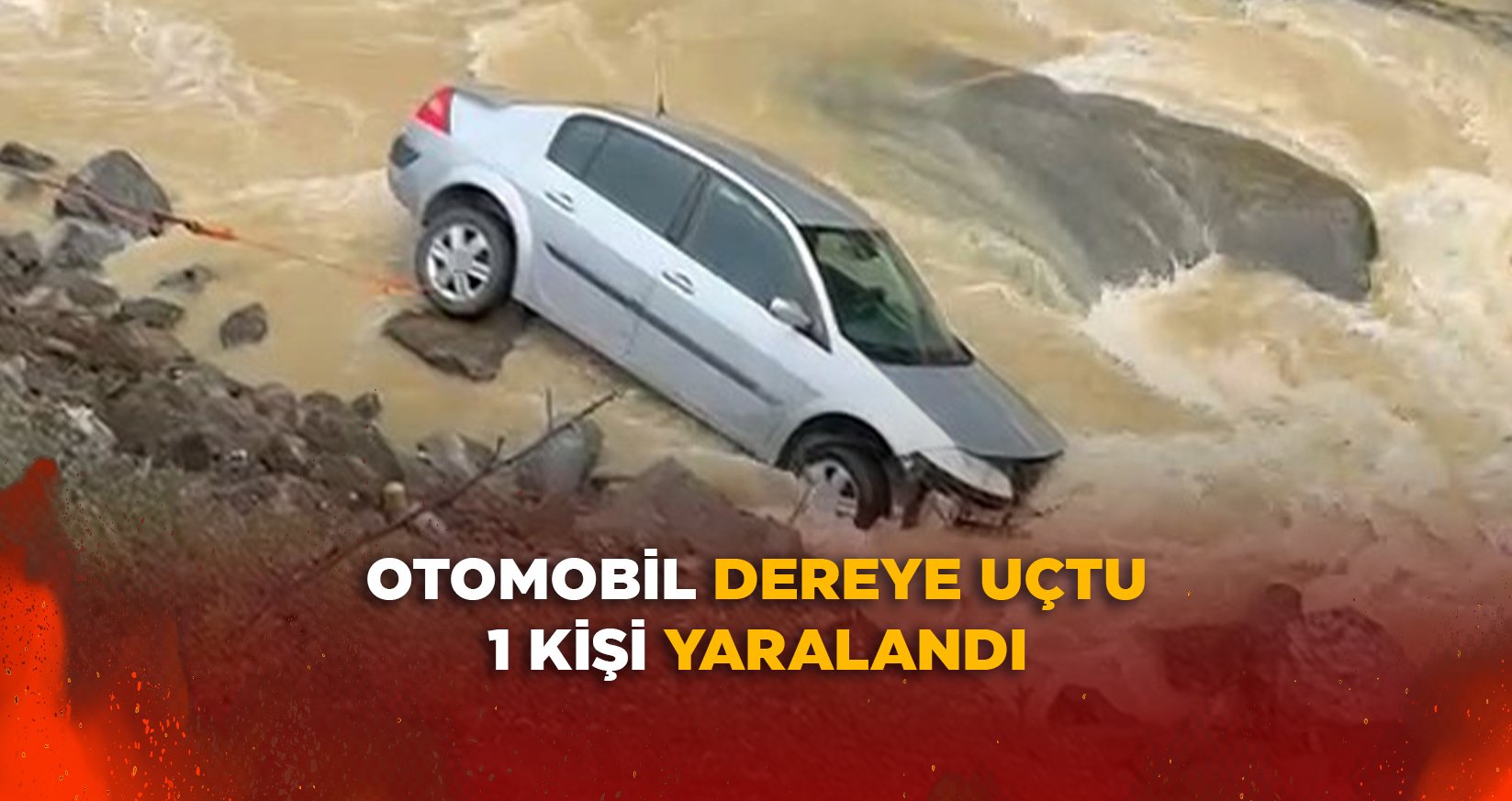 OTOMOBİL DEREYE UÇTU: 1 KİŞİ YARALANDI