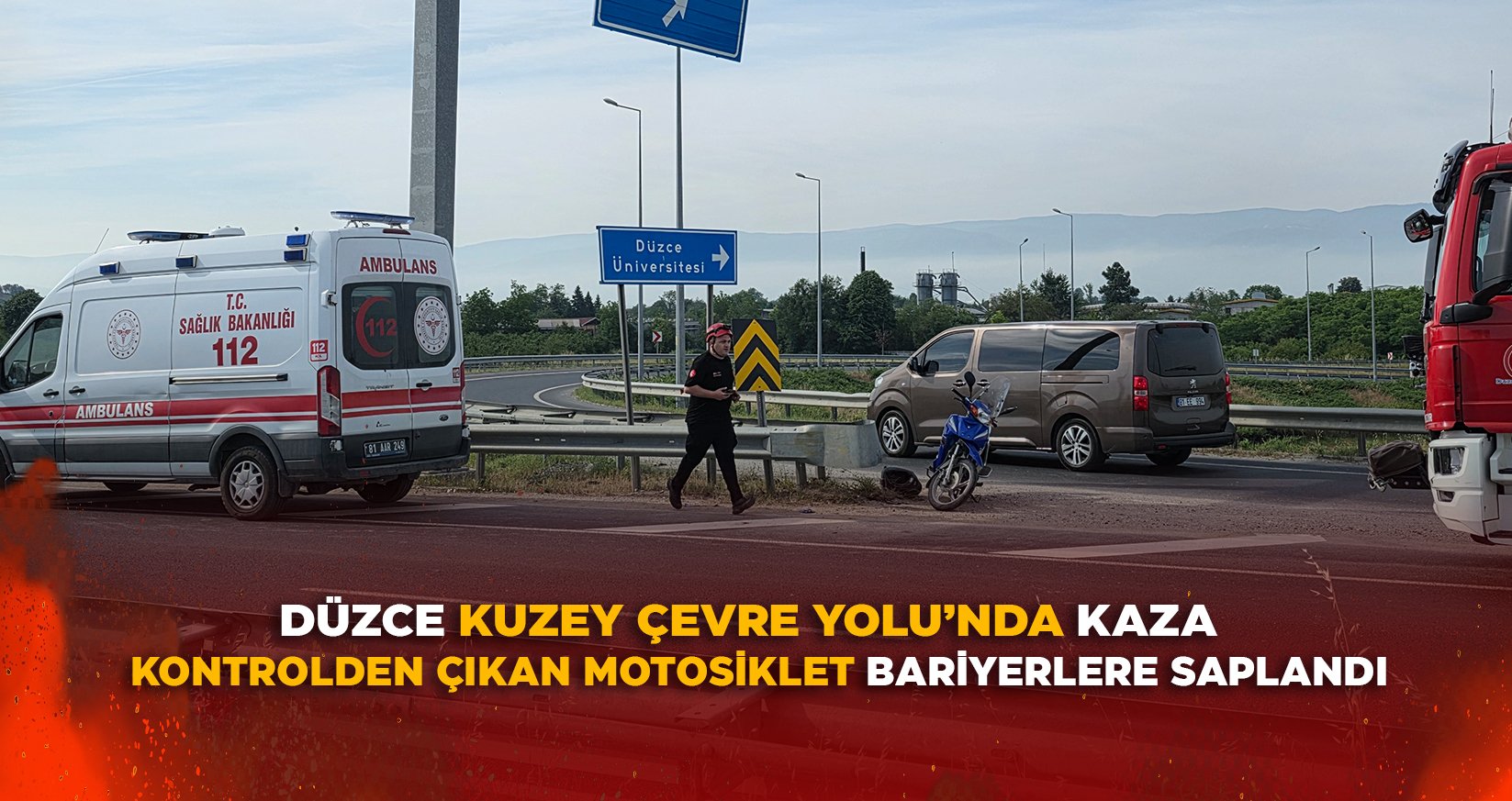 KONTROLDEN ÇIKAN MOTOSİKLET BARİYERLERE SAPLANDI