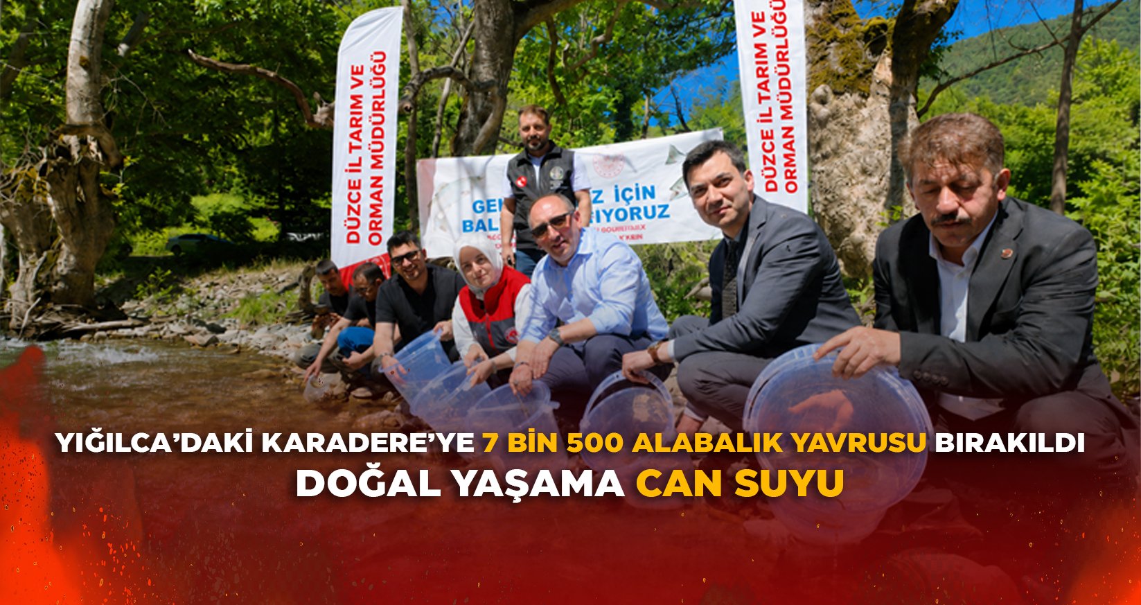 YIĞILCA’DAKİ KARADERE’YE 7 BİN 500 ALABALIK YAVRUSU BIRAKILDI