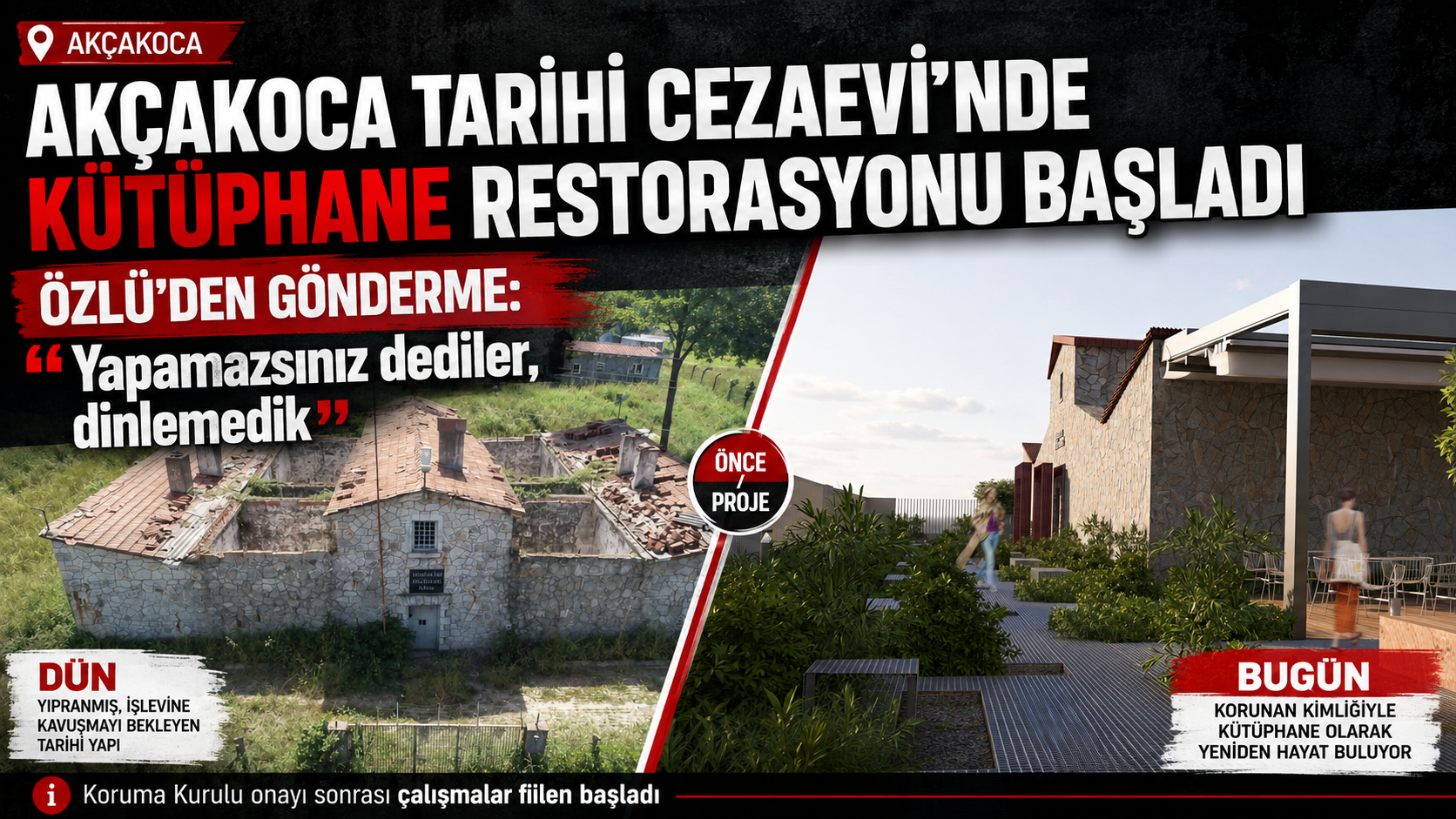 AKÇAKOCA TARİHİ CEZAEVİ'NDE KÜTÜPHANE RESTORASYONU BAŞLADI