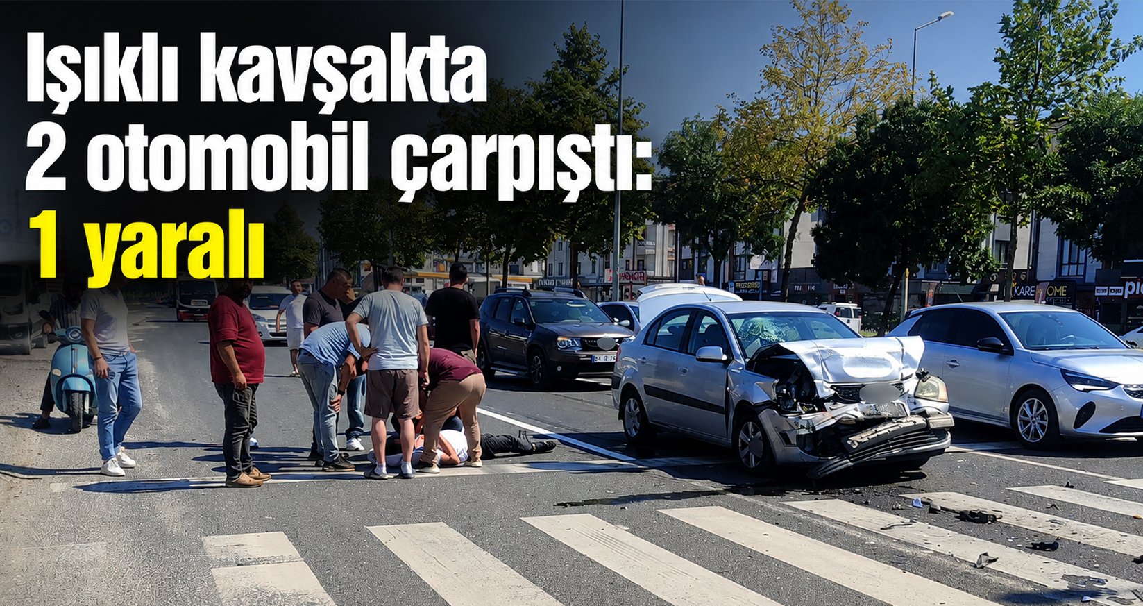 Işıklı kavşakta 2 otomobil çarpıştı: 1 yaralı