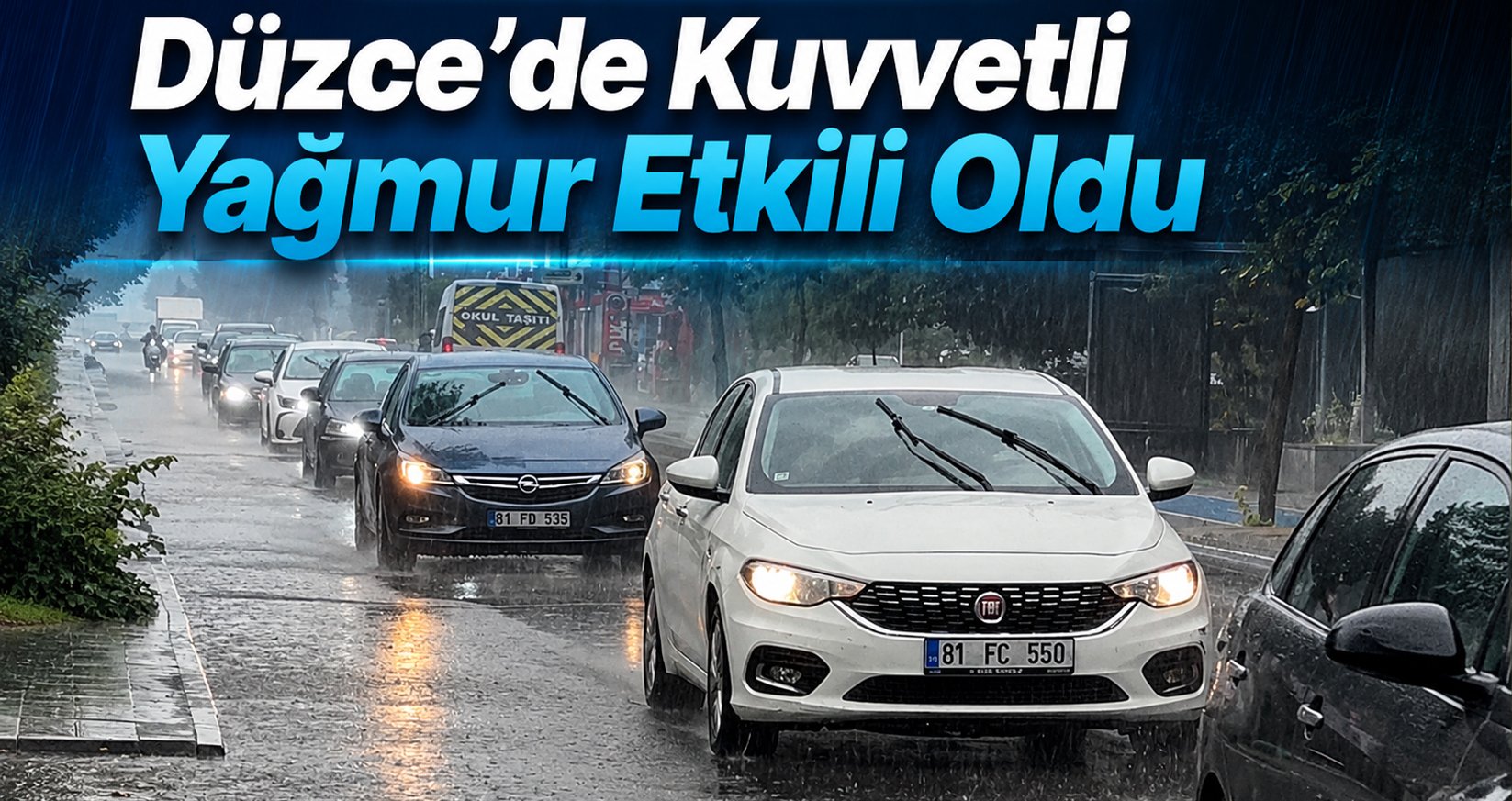 Düzce’de Kuvvetli Yağmur Etkili Oldu