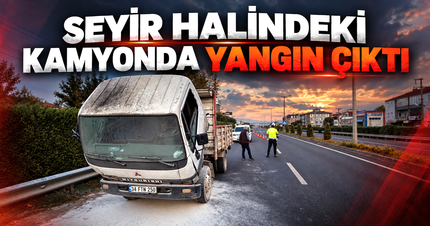 Düzce'de Seyir Halindeki Kamyonda Yangın Çıktı