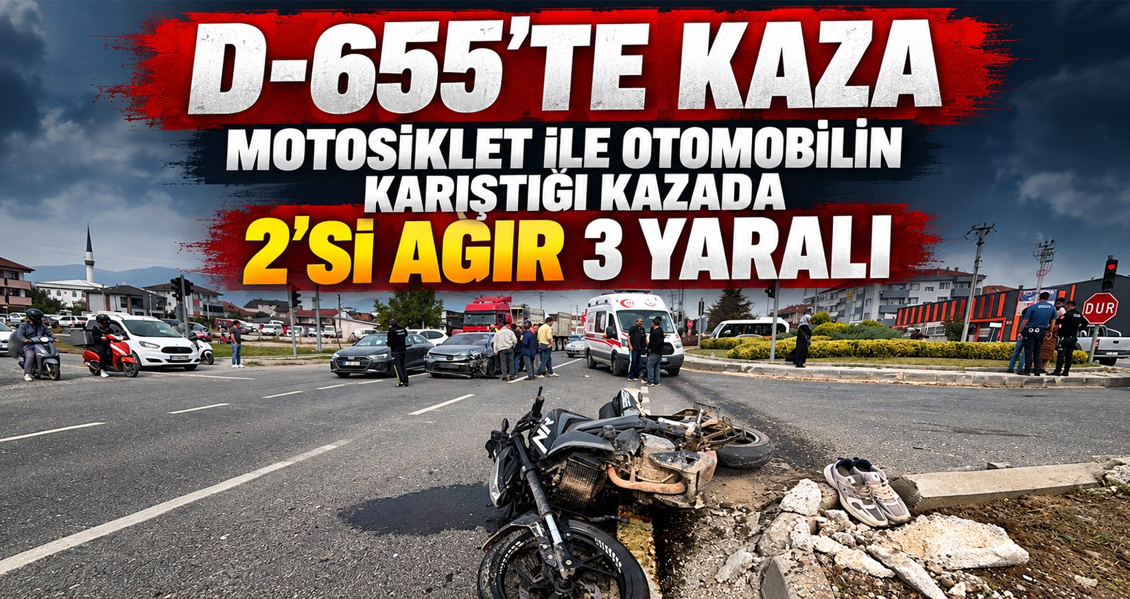 Düzce'de Motosiklet ve Otomobilin Karıştığı Kazada 2'si Ağır 3 Yaralı
