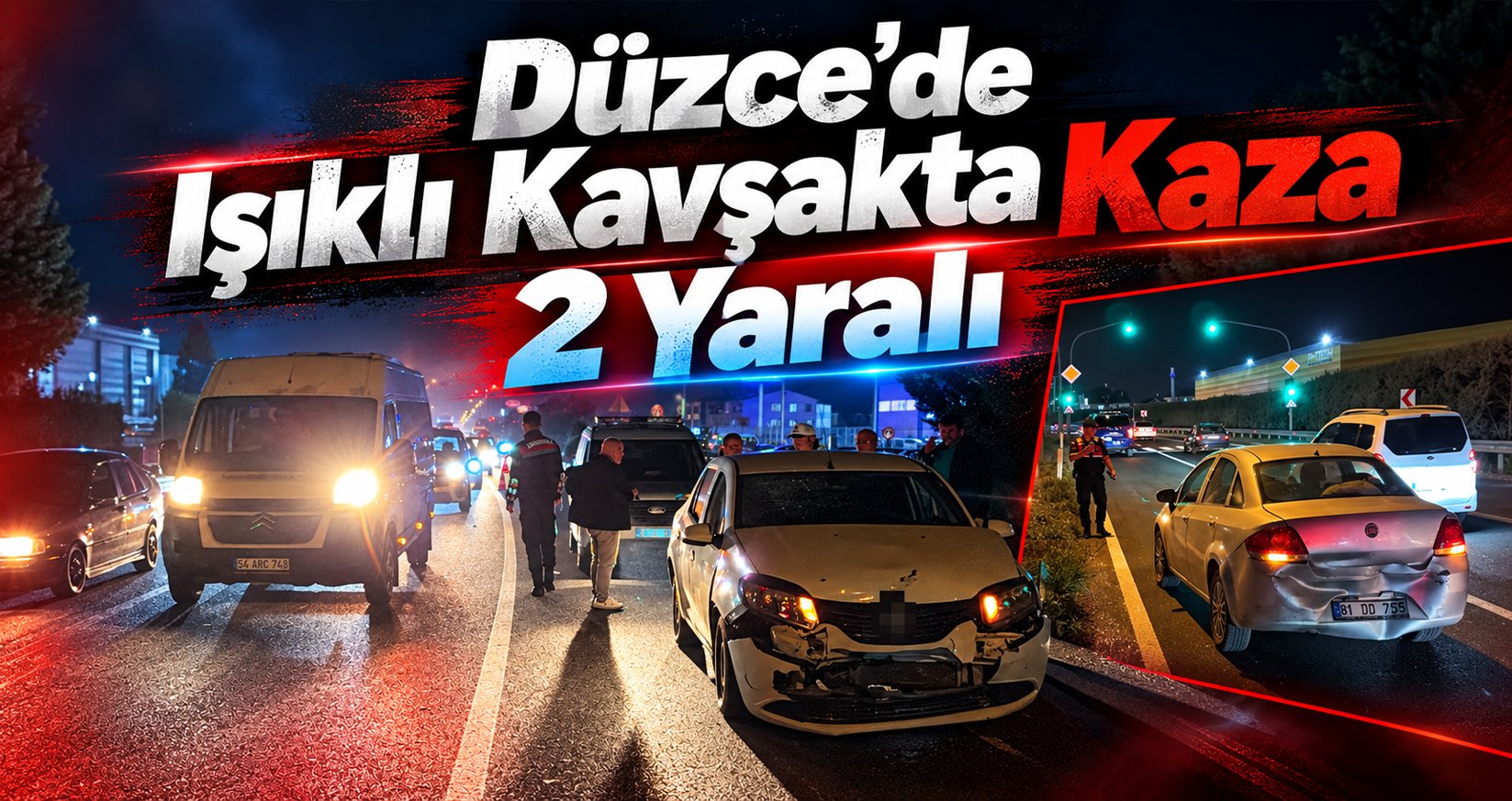 Düzce’de Işıklı Kavşakta Kaza: 2 Yaralı