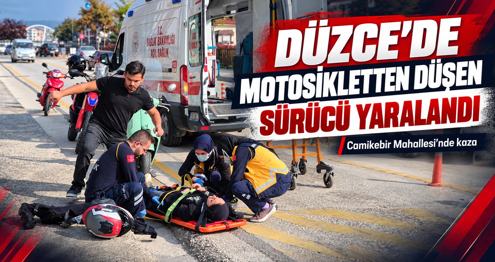 Düzce’de Motosikletten Düşen Sürücü Yaralandı