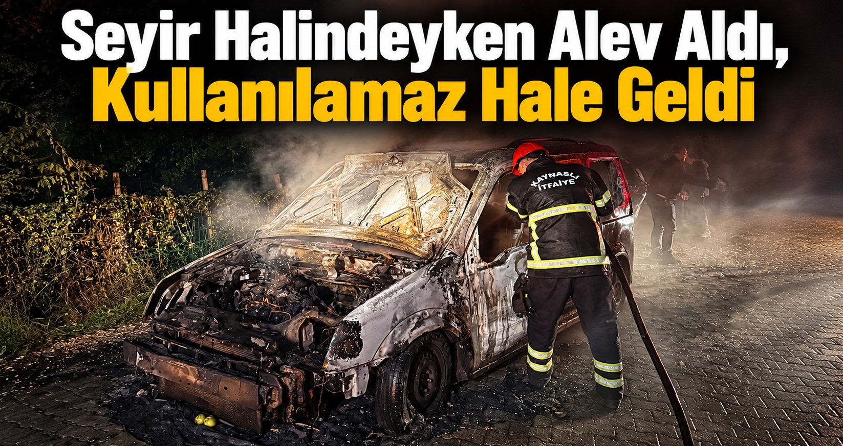 Düzce’de Seyir Halindeki Otomobil Alev Aldı, Kullanılamaz Hale Geldi